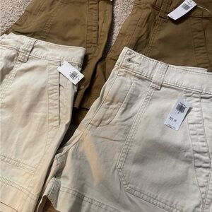 Khaki and Cream Cargo Shorts